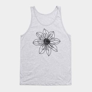 Minimal Line Drawing Collarette Dahlia Flower Tank Top